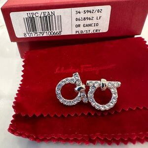Ferregamo Gancini Crystal Earrings (L)